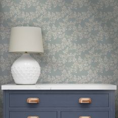 Burnham Botanical Wallpaper 114904 by Laura Ashley in Pale Seaspray Blue