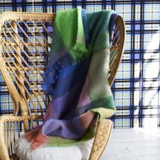 Varanasi Fuchsia Mohair Throw in Green By Designers Guild