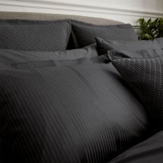 Mansa Stripe Cotton Bedding in Charcoal Grey