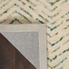 Colorado CLR02 Linear Wool Runner Rug by Nourison in Ivory Green