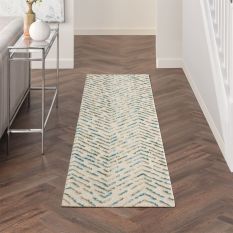 Colorado CLR02 Linear Wool Runner Rug by Nourison in Ivory Green