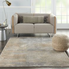 Solace Designer Print Rugs SLA01 in Grey Beige by Nourison