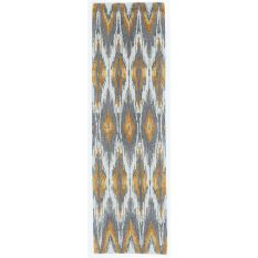 Iris Ikat Runner Rugs By Designer Matthew Williamson in Grey