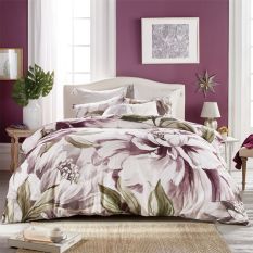 Peony Bloom Floral Bedding and Pillowcase By Peri Home in Purple