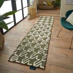 Houndstooth 162804 Wool Runner Rugs by Ted Baker in Grey