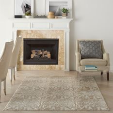 Solace Designer Print Rugs SLA06 in Ivory Beige by Nourison