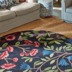 Foraging Wool Circle Rug 146618 by Sanderson in Indigo Blue