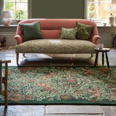 Bird Floral Wool Rugs 128307 by Morris & Co in Tump Green