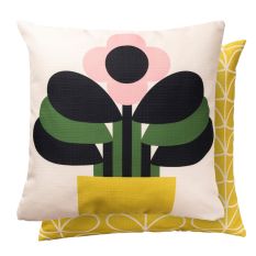 Art Deco Floral Stem Indoor Outdoor Cushion By Orla Kiely in Pink