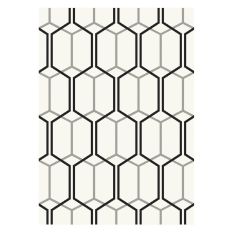 Patio Geometric PAT08 Hexagon Outdoor Rugs in Ivory White