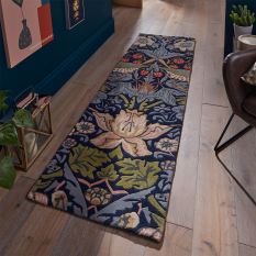 Strawberry Thief 027708 Runner Rugs in Indigo by William Morris