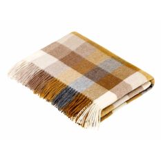 Preston Check Merino Lambs Wool Throw by LuxeTapi in Gold