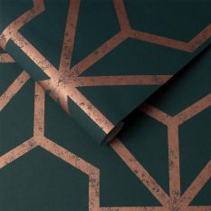 Rinku Wallpaper 112198 by Graham & Brown in Green & Copper