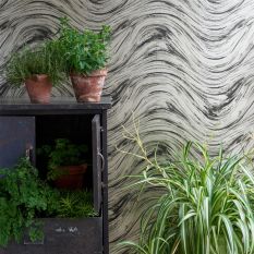 Agata Wallpaper W0089 01 by Clarke and Clarke in Charcoal Gold