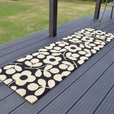 Stem Sprig Indoor Outdoor Runner Rug 463905 by Orla Kiely in Monochrome