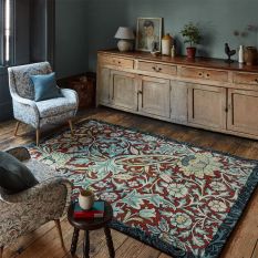 Trent Floral Wool Rugs 127510 by Morris & Co in Webbs Blue