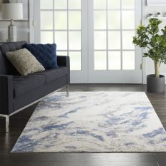 Silky Textures Rugs SLY03 by Nourison in Blue Ivory Grey