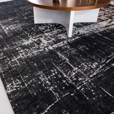 Louis De Poortere Rug Mad Men Griff 8655 in White on Black