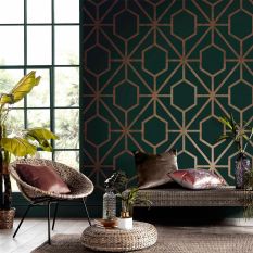 Rinku Wallpaper 112198 by Graham & Brown in Green & Copper