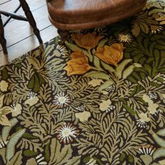 Bower Floral Wool Rugs 128207 by Morris & Co in Twining Vine Green