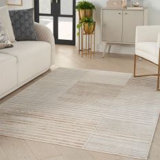 Brushstrokes BSK04 Stripe Rug by Nourison in Beige Silver