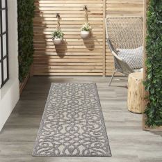 Cozumel CZM04 Indoor Outdoor Modern Hallway Runner Rugs in Cream Grey