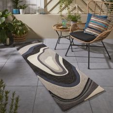 Habitat Aura Outdoor Abstract Runner Rugs Grey 477304