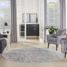 Rustic Textures RUS01 Abstract Circle Rugs in Ivory Silver Grey