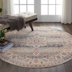 Vintage Kashan Circluar Rugs VKA01 by Nourison in Grey