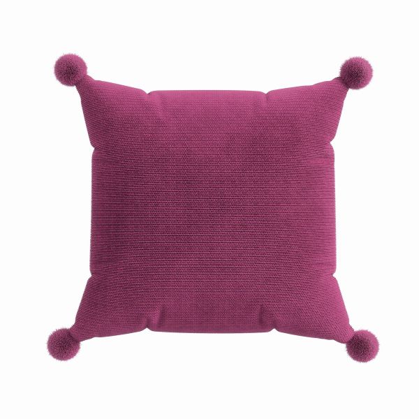 Budding Brights Pom Pom Cushion by Helena Springfield in Fuchsia Pink