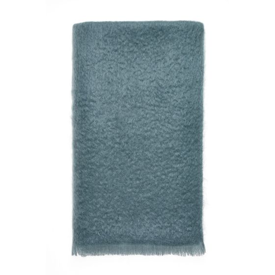 Moseley Mohair Plain Throw by LuxeTapi in Juniper Blue