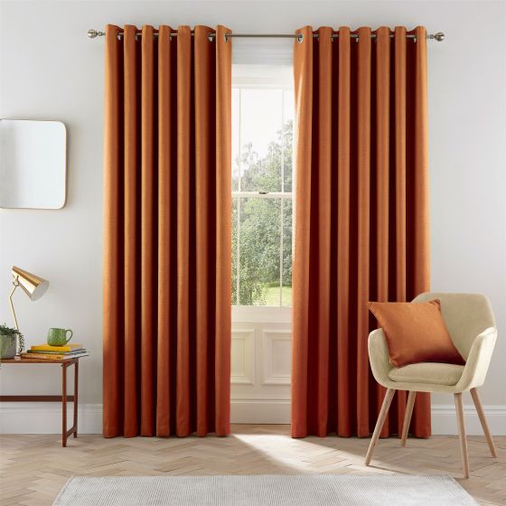 Eden Plain Curtains by Helena Springfield in Ginger Orange