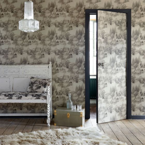 Anastacia Wallpaper W0080 04 by Clarke and Clarke in Gilver Grey