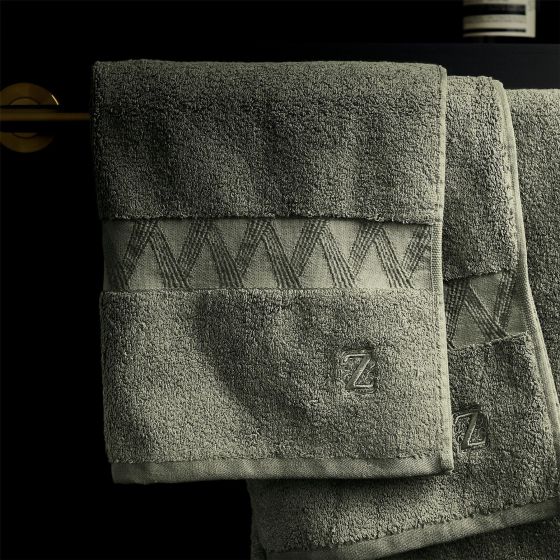 Kanoko Organic Cotton Towels by Zoffany in Green Stone