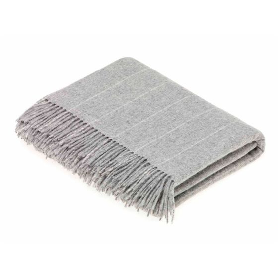 Fletcher Pinstripe Merino Lambs Wool Throw by LuxeTapi in Grey