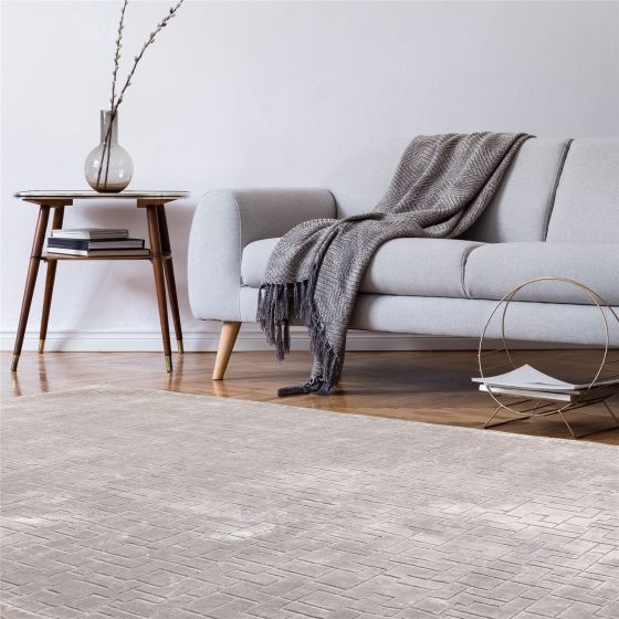 Glaze Tetris Geometric Modern Rugs in Silver Grey