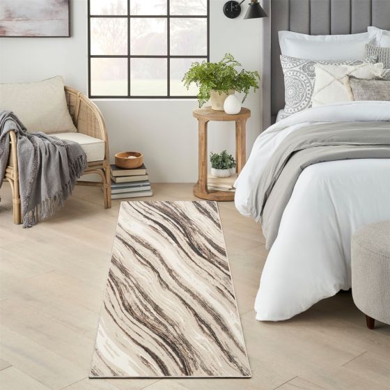 Sustainable Trend SUT05 Abstract Runner Rugs by Nourison in Beige Grey