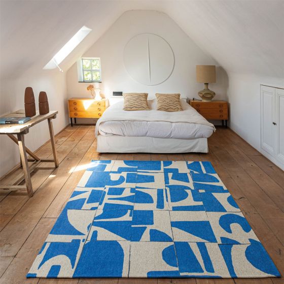 Louis De Poortere Designer Papercut Rugs in 9358 Campanula Blue