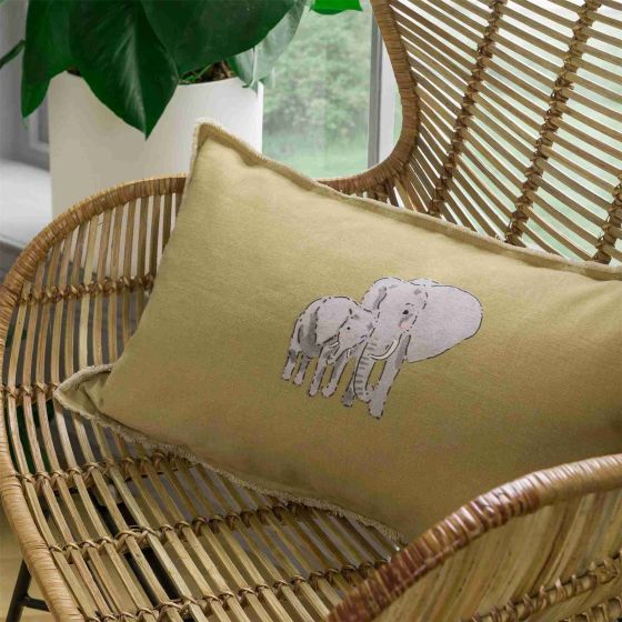 ZSL Elephant Cushion by Sophie Allport in Mustard Yellow