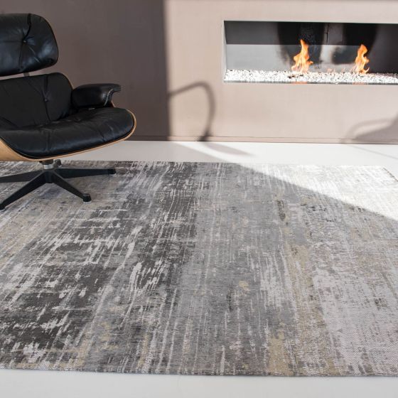 Louis De Poortere Modern Abstract Atlantic Streaks Rugs 8716 in Coney Grey