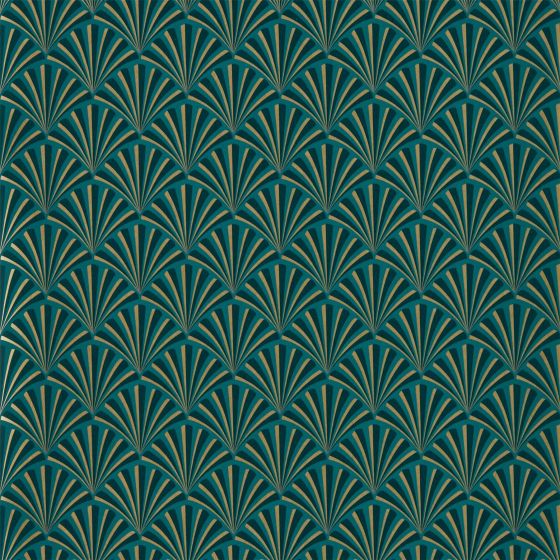 Chrysler Wallpaper W0164/04 by Clarke & Clarke in Teal Blue