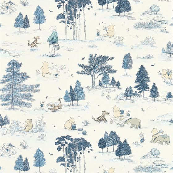 Winnie The Pooh Wallpaper 217281 by Disney Home x Sanderson in Bonbon Blue