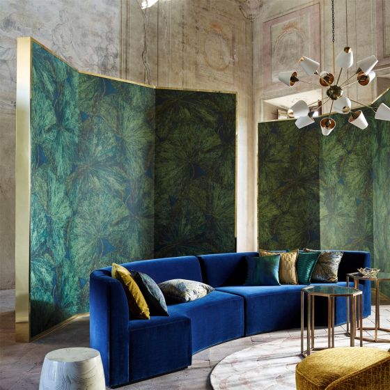 Taisho Lotus Wallpaper 312725 by Zoffany in Malachite Lapis