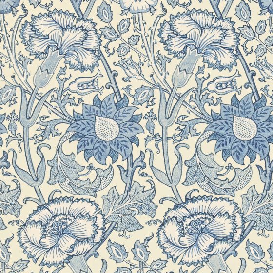 Pink and Rose Wallpaper 212567 by Morris & Co in Indigo Blue