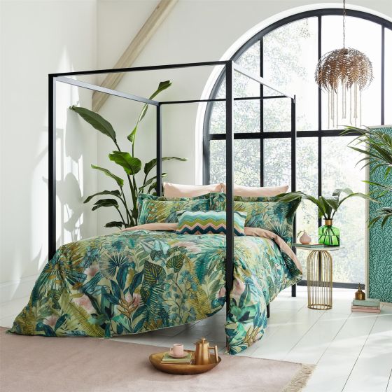 Floreana Floral Bedding by Harlequin in Leaf Coral