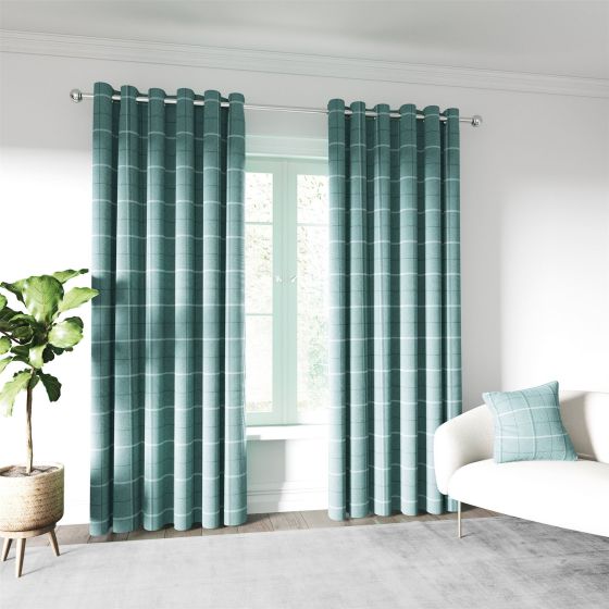 Harper Check Curtains by Helena Springfield in Duck Egg Green