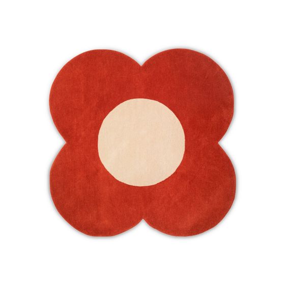 Flower Wool Circle Rugs 061303 in Tomato By Designer Orla Kiely