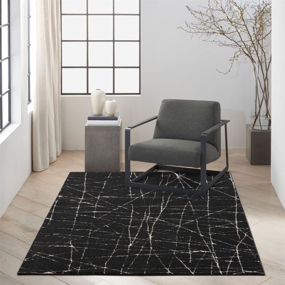 Calvin Klein Balance Rugs CK023 BLN02 in Black Ivory White