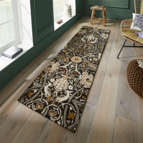 Bullerswood Runner Rugs 127305 in Charcoal Mustard By William Morris