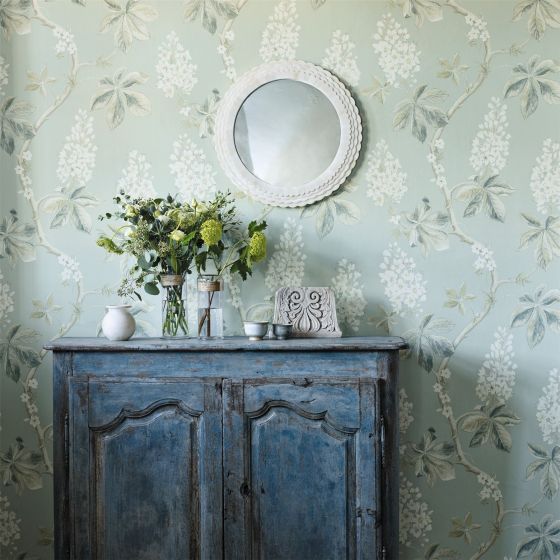 Chestnut Tree Wallpaper 215708 by Sanderson in Grey Blue